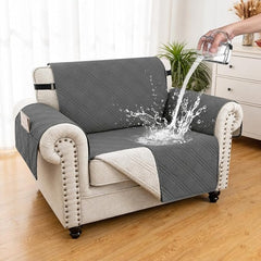 100% Waterproof Couch Cover for Dogs, Anti-Slip Washable Sofa Cover with Elastic Straps & Side Pockets, Durable Furniture Protector for Kids, Pets & Dogs (Armchair 23", Darkgrey)