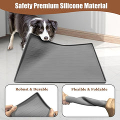 24"x16" Large Dog Food Mat, Silicone Dog and Cat Mats for Food and Water Bowls, Waterproof Raised Edge Pet Feeding Mat for Contain Spills Protects Floors, Multiple Colors & Sizes for Pets, Brown
