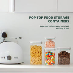 2 Pack Pop-Top Airtight Food Storage Containers, 2.0 Qt & 0.9 Qt | Clear Stackable Pantry Canisters for Coffee Stations, Breakfast Corners, Baking Areas, Dry Food Organization, BPA-Free