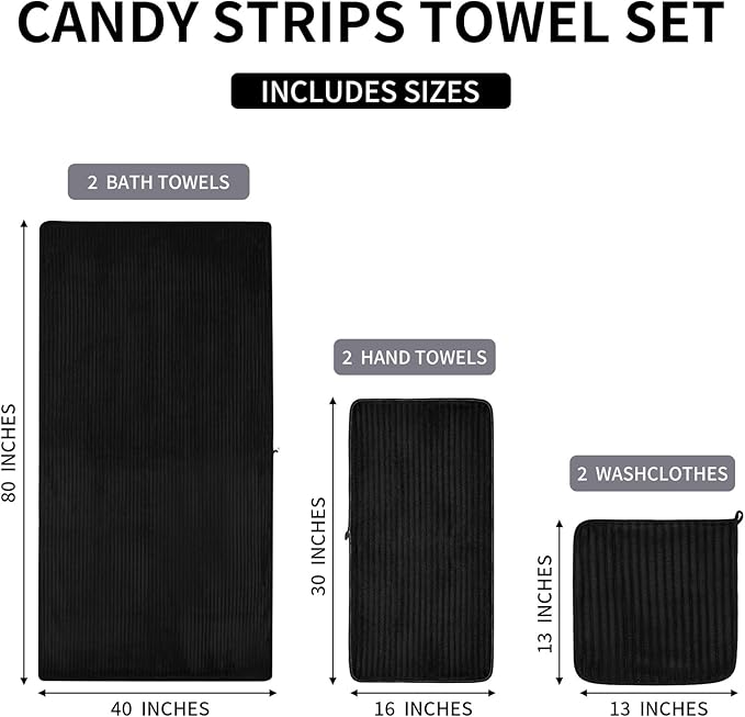 2 Piece Bath Sheets, 40"x80" Microfiber Bath Towels, Black | Extra-large size, Quick dry, Highly Absorbent, Lint Free .shower towels for bathroom gym spa .Big and Tall users