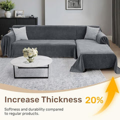 2 Pieces Sectional Couch Covers L Shaped Cover L Dark Gray | Thick Washable Fabric for L Shaped Sectional Sofa, Anti-Pet Hair, Stain & Wear Resistant, Easy Care & Installation