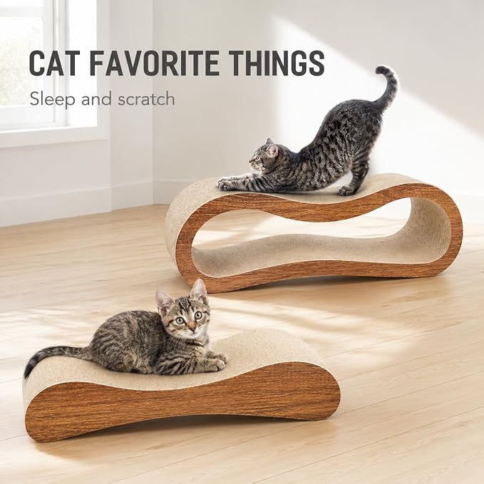 2 in 1 Cat Scratch Pads, Large Scratcher Board for Scraching & Napping, 100% Recyclable&Reversible Cat Scratchers for Indoor Cats Scratching Pad Couch Lounger Cardboard