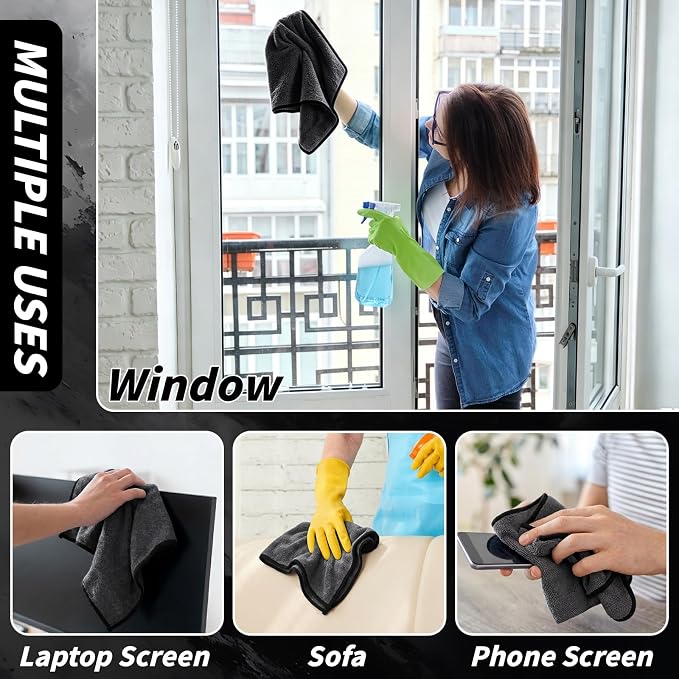 20 Pack Microfiber Towels for Cars, 24" x 16" Dual-Sided Car Drying Towel | 400 GSM Highly Absorbent, Lint-Free Microfiber Cleaning Cloths for Scratch-Free Drying, Detailing, Buffing, Polishing Cars