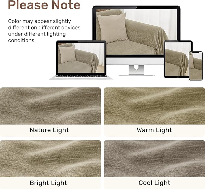 2 Pieces Sectional Couch Covers L Shaped Cover XXL Quicksand | Thick Washable Fabric for L Shaped Sectional Sofa, Anti-Pet Hair, Stain & Wear Resistant, Easy Care & Installation
