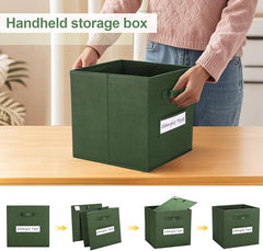 11x11 storage cube bins (Set of 10) Foldable Fabric storage cubes with 10 Labels Window Cards & a Pen,11 inch cube storage bin,Closet Organizers for Shelves,Cubby Organizer Boxes,Dark Green
