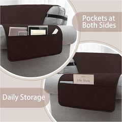 100% Waterproof Couch Cover for Dogs, Anti-Slip Washable Sofa Cover with Elastic Straps & Side Pockets, Durable Furniture Protector for Kids, Pets & Dogs (Armchair 23", Chocolate)