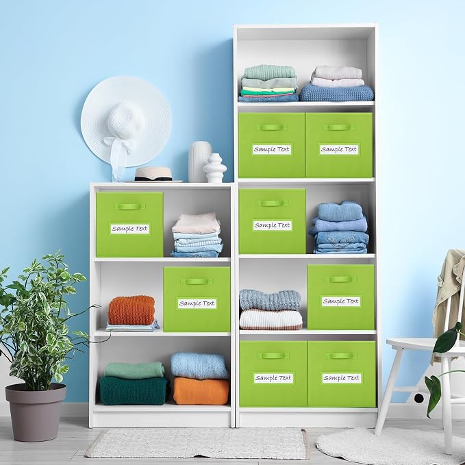 11x11 storage cube bins (Set of 10) Foldable Fabric storage cubes with 10 Labels Window Cards & a Pen,11 inch cube storage bin,Closet Organizers for Shelves,Cubby Organizer Boxes,lime green