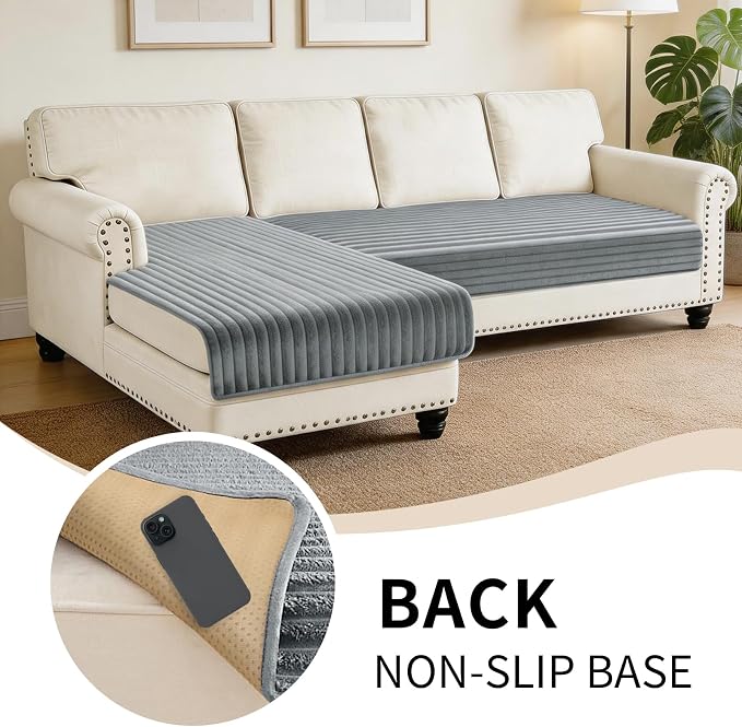 100% Waterproof Couch Covers for Sectional Sofa, Washable Couch Cover, L Shaped Couch Cover for Dogs, Non Slip 2 Pieces Sofa Cover Pet Friendly, 35"x63"+35"x70.9"-Light Grey