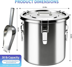30 lb Stainless Steel Dog Food Storage Container, Airtight Metal Pet Food Storage Bin with Lid and Scoop, Large Dog Food Container for Dry Food, Keep Fresh, Easy to Clean