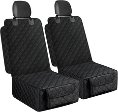 2 Pack Dog Car Seat Cover for Front Seat, Pet Car Seat Protector | Waterproof Scratchproof Non-Slip Captain Chair Cover, Full Protection with Side Flaps, Large Pocket, Fits Cars/Trucks/SUVs