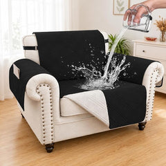 100% Waterproof Couch Cover for Dogs, Anti-Slip Washable Sofa Cover with Elastic Straps & Side Pockets, Durable Furniture Protector for Kids, Pets & Dogs (Armchair 23", Black)