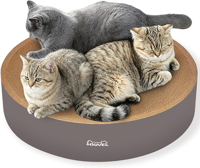 2 in 1 Round Cat Scratching Board, Cardboard Cat Scratcher for Indoor Cats, Corrugated Cat Scratch Pad for Grinding Claws and Rest (23.6")