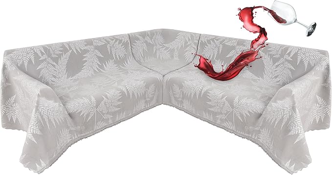 1OO% Waterproof Sectional Couch Covers for Dogs L Shaped Corner Sofa Cover Washable Chenille Sofa Slipcovers Blanket Modern Jacquard Pet Furniture Protector (91"x252", Light Gray Leaf)