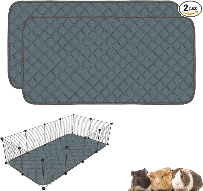 2 Pack Washable Guinea Pig Cage Liners for C&C 2x4 Habitat Guinea Pig Bedding Super Absorbent | Waterproof | Non Slip| Reusable Guinea Pig Pee Pads for Small Animals Cages - 57.1" x 27.6"