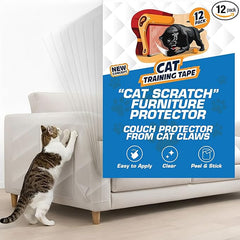 12 Pack Cat Scratch Furniture Protector Tape Sheets – Double-Sided Sticky Training (5 XL, 5 Large, 2 Medium) – Anti-Scratch Couch & Sofa Guard – Clear – Not for Leather, Velvet, Microfiber