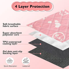 2 Pack Guinea Pig Bedding - Washable Guinea Pig Liners for C&C 2x4 Cage, Waterproof Reusable & Anti Slip Pee Pads Super Absorbent Mats for Small Animals Rabbit Hamster Rat (Pink, 57 x 28 Inch)
