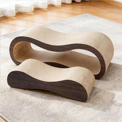 2 in 1 Cat Scratcher for Indoor Cats, Large Cardboard Cat Scratcher Lounger, 100% Recyclable&Reversible Horizontal Scratching Pads Prevents Furniture Damage,Brown