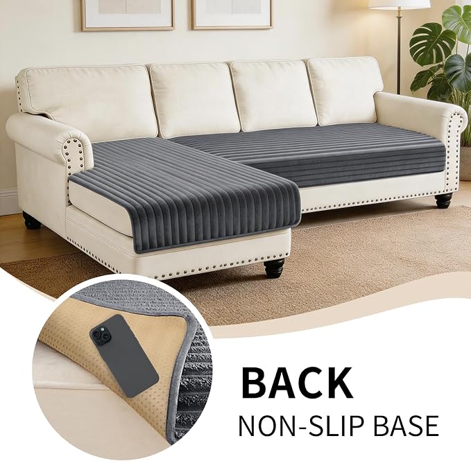 100% Waterproof Couch Covers for Sectional Sofa, Washable Couch Cover, L Shaped Couch Cover for Dogs, Non Slip 2 Pieces Sofa Cover Pet Friendly, 35"x63"+35"x70.9"-Dark Grey