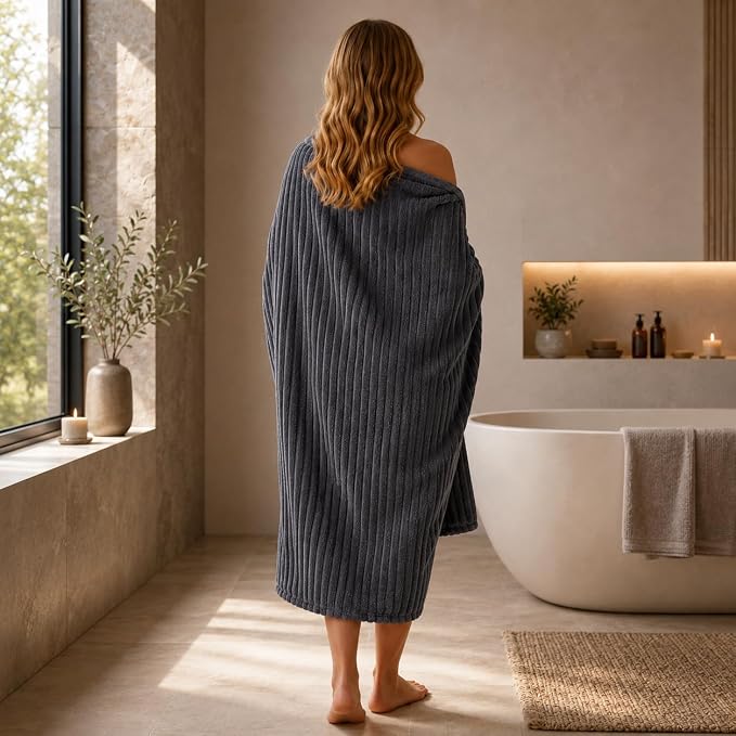 3 Pack Bath Towel Set, 40"x80" Oversized Bath Sheet, Charcoal Gray | Ultra Soft Microfiber, Lint Free, Quick Dry, Highly Absorbent, Full Body Coverage, 1 Bath Sheet, 1 Hand Towel, 1 Washcloth