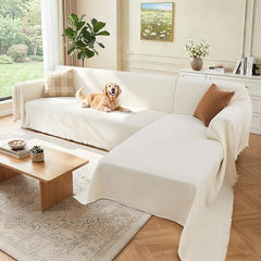 2 Pieces Sectional Couch Covers L Shaped Cover L Cream White | Thick Washable Fabric for L Shaped Sectional Sofa, Anti-Pet Hair, Stain & Wear Resistant, Easy Care & Installation