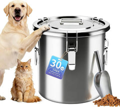 30 lb Stainless Steel Dog Food Storage Container, Airtight Metal Pet Food Storage Bin with Lid and Scoop, Large Dog Food Container for Dry Food, Keep Fresh, Easy to Clean