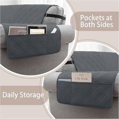 100% Waterproof Couch Cover for Dogs, Anti-Slip Washable Sofa Cover with Elastic Straps & Side Pockets, Durable Furniture Protector for Kids, Pets & Dogs (Armchair 23", Gray)