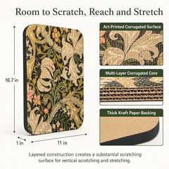 2 Pack Cat Wall Scratcher, Art Cat Scratching Board for Cats | Wall Mounted Cat Scratch Pad, Water-Based Ink, Hook&Loop Strips, Floor or Wall Use, 16.7x11x1 Inch, William Flower
