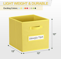 13x13 storage cube bins (Set of 10) Foldable Fabric storage cubes with 10 Labels Window Cards & a Pen,13 inch cube storage bins,Closet Organizers for Shelves,Cubby Organizer Boxes,Dark Yellow