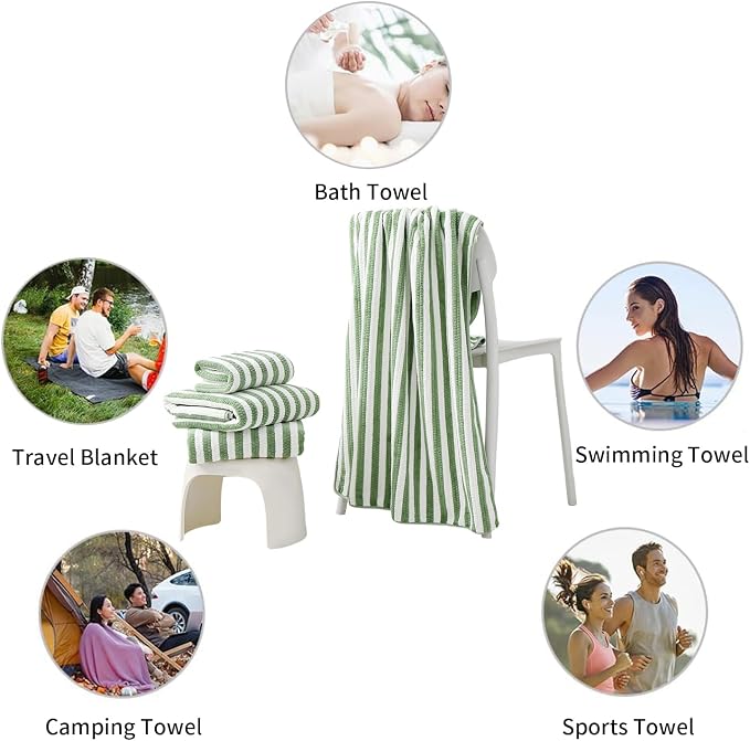 18-Piece Microfiber Bath Towels Set - 6 Bath Sheet, 6 Hand Towels, 6 Washcloths, Soft, Highly Absorbent Bathroom Towel, Quick Dry & Less Lint Shower towel for Bathroom, Hotel, Spa, Dorm-Light Green