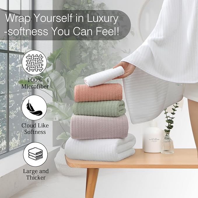 18 Piece Family Bath Towel Set Include 6 Bath Towels,6 Hand Towels and 6 Washcloths Soft Bathroom Towel with Hanging Loops,Highly Absorbent Quick Dry Towels Set for Bathroom,Hotel and Spa-White