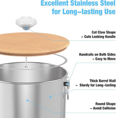 25 Lbs Large Stainless Steel Dog Food Storage Container with Lids Airtight to Keep Food Fresh, Metal Pet Food Bin Claw Handle Easy Clean & Use for Big Dog Multiple Pet, Long-Lasting Cat Food Storage