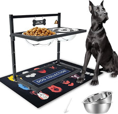 - Elevated Dog Bowls for Extra Large Dogs with Mat,Raised Dog Bowl Stand for Large Breed Adjusable Height Dog Feeder with Two 3L() Stainless Steel Dog Food Bowls