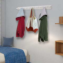 2PCS Coat Rack Wall Mounted, Long 38'' Wooden Wall Coat Hooks with 10 Pegs, Wall Peg Rail Hangers for Hanging Towels, Hats, Backpacks, Clothing, Caps(White)