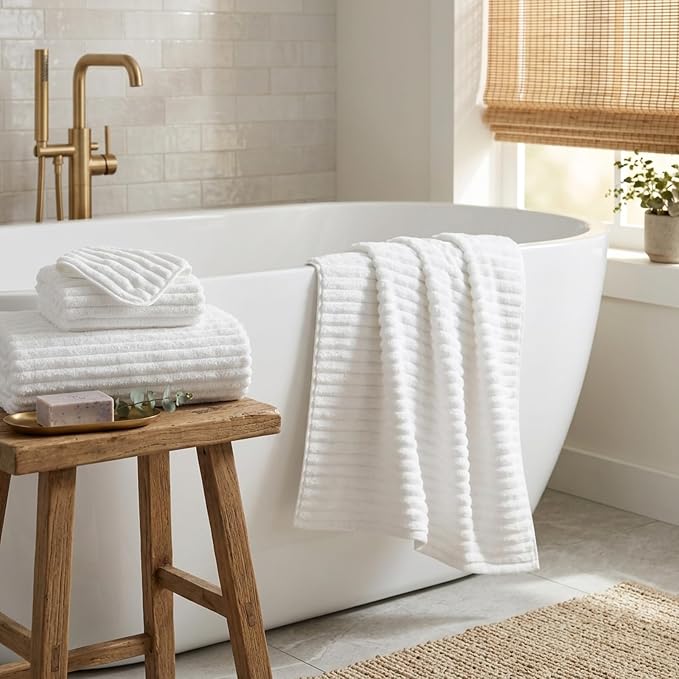3 Pack Bath Towel Set, 40"x80" Oversized Bath Sheet, White | Ultra Soft Microfiber, Lint Free, Quick Dry, Highly Absorbent, Full Body Coverage, 1 Bath Sheet, 1 Hand Towel, 1 Washcloth