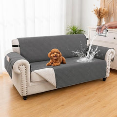 100% Waterproof Couch Cover for Dogs, Anti-Slip Washable Sofa Cover with Elastic Straps & Side Pockets, Durable Furniture Protector for Kids & Pets (Loveseat 46", Dark Grey)