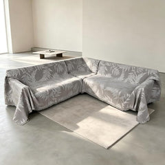 1OO% Waterproof Sectional Couch Covers for Dogs L Shaped Corner Sofa Cover Washable Chenille Sofa Slipcovers Blanket Modern Jacquard Pet Furniture Protector (91"x252", Light Gray Leaf)