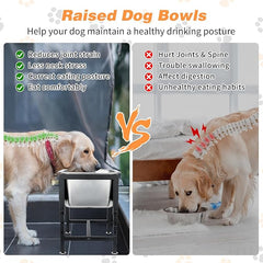 3 Gallon Elevated Dog Water Bowl, Raised Stand for Large Dogs | 4 Adjustable Heights, 9.65-15.16 in Stand, 3 Gallon Bowl, 14 x 10.6 x 5.9 in Size, Indoor Outdoor Use, Easy to Clean