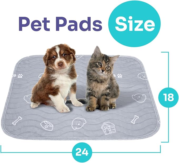 2 Pack Puppy Pee Pads Heavy Absorbency Washable for Dogs, Reusable Pee Pads | Non-Slip Waterproof Pet Training Pads for Puppy Playpen, Crate, Whelping Box, 18"x24"