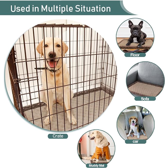 30 inch Dog Crate Bed Kennel Mat Indoor Cage Pad Medium Small Flat Thin Memory Foam Doggy Beds Washable Anti Slip Brown Puppy Sleeping Mat