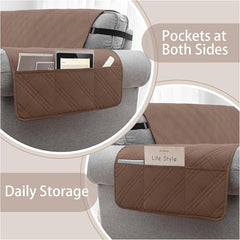 100% Waterproof Couch Cover for Dogs, Washable Anti-Slip Sofa Cover with Elastic Straps & Side Pockets, Quilted Furniture Protector for Kids & Pets (3 Cushion 68", Darkbrown)
