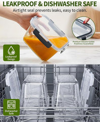 2 Pack 88oz/11 Cups Large Glass Storage Containers with Lids, High Borosilicate BPA Free Airtight Leakproof Meal Prep Containers for Microwave, Freezer & Dishwasher, Kitchen, Gym & Picnic,Baking