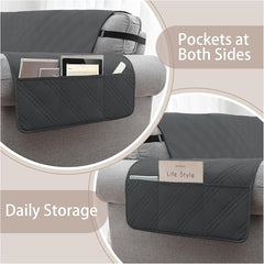 100% Waterproof Couch Cover for Dogs, Anti-Slip Washable Sofa Cover with Elastic Straps & Side Pockets, Durable Furniture Protector for Kids, Pets & Dogs (Armchair 23", Blackish Gray)