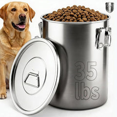 304 Stainless Steel Dog Food Storage Container, 35LB/40LB Airtight Pet Food Container with Locking Lid & Silicone Seal, Large Metal Food Storage Bin for Dry Dog/Cat Food, Rice, Flour (35 LBS)