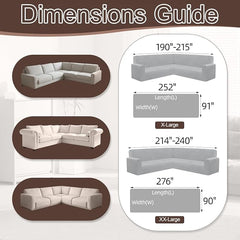 1OO% Waterproof Sectional Couch Covers for Dogs L Shaped Corner Sofa Cover Washable Chenille Sofa Slipcovers Blanket Modern Jacquard Pet Furniture Protector (91"x252", Boho Brown Cream)
