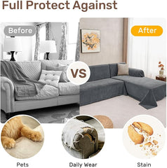 2 Pieces Sectional Couch Covers L Shaped Cover L Dark Gray | Thick Washable Fabric for L Shaped Sectional Sofa, Anti-Pet Hair, Stain & Wear Resistant, Easy Care & Installation