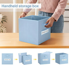 13x13x13 storage cube bins (Set of 10) Fabric storage cubes with 10 Labels Window Cards & a Pen, storage cubes 13x13, Collapsible 13 inch cube storage bins, Cubby Organizer Boxes, Pastel Blue