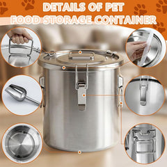 20LB Stainless Steel Dog Food Storage Container with Lid & Scoop, Large Dog Food Storage Container for Dry Pet Food, Metal Dog Food Container, Pet Food Storage Container for Kibble