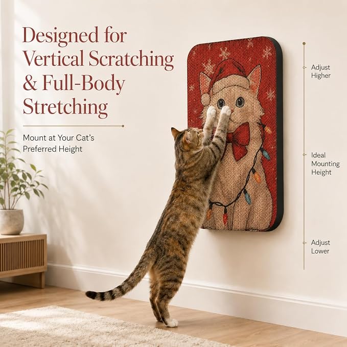 2 Pack Cat Wall Scratcher, Art Cat Scratching Board for Cats | Wall Mounted Cat Scratch Pad, Water-Based Ink, Hook&Loop Strips, Floor or Wall Use, 16.7x11x1 Inch, Storybook Cat