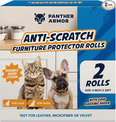2 Rolls Cat Scratch Furniture Protector Tape – Double-Sided Sticky Training (4" x 20ft Each) – Anti-Scratch Sofa & Couch Guard – Clear, Easy to Apply & Remove – Not for Leather, Velvet, Microfiber