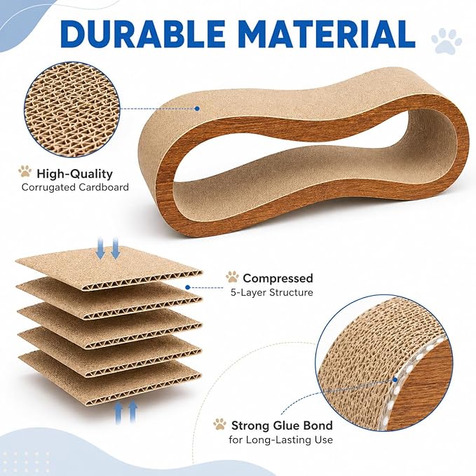 2 in 1 Cat Scratch Pads, Large Scratcher Board for Scraching & Napping, 100% Recyclable&Reversible Cat Scratchers for Indoor Cats Scratching Pad Couch Lounger Cardboard